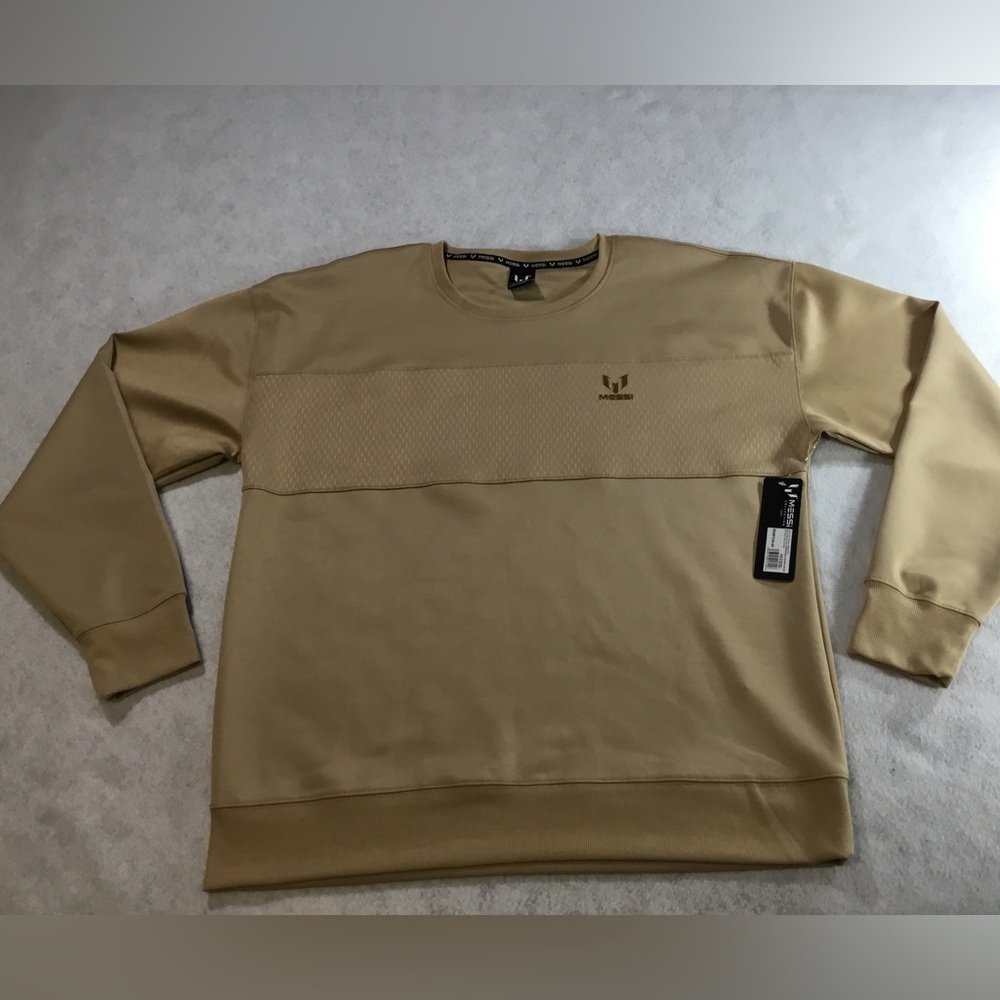Messi Men's Crewneck Sweatshirt Tan SZ XL